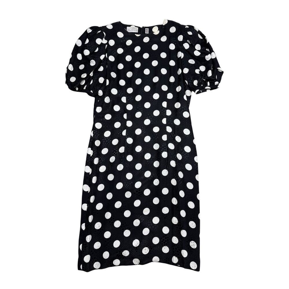 Adrianna Papell Vintage 80s 100% Silk Polka Dot Dress Large - Picture 5 of 10